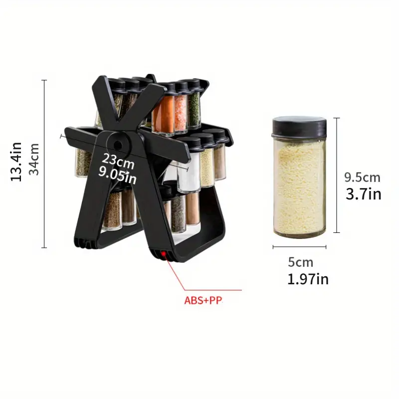 360° Rotating Spice Rack with 18 Spice Jars