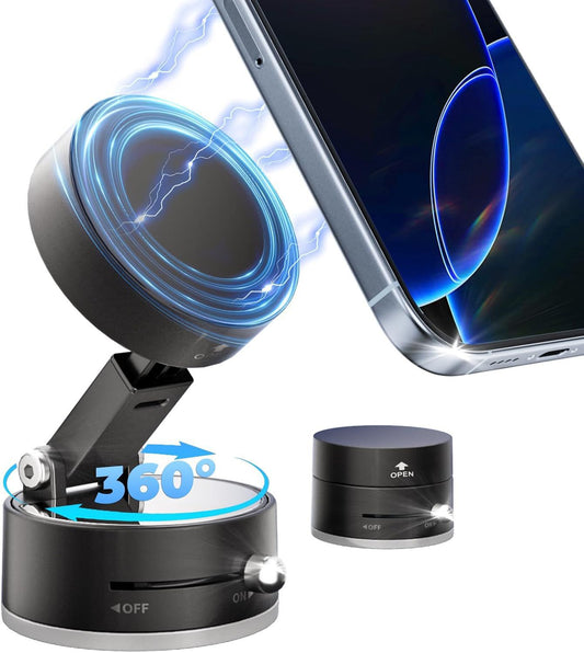 Magnetic Suction Cup Phone Holder – 360° Rotating Foldable Stand