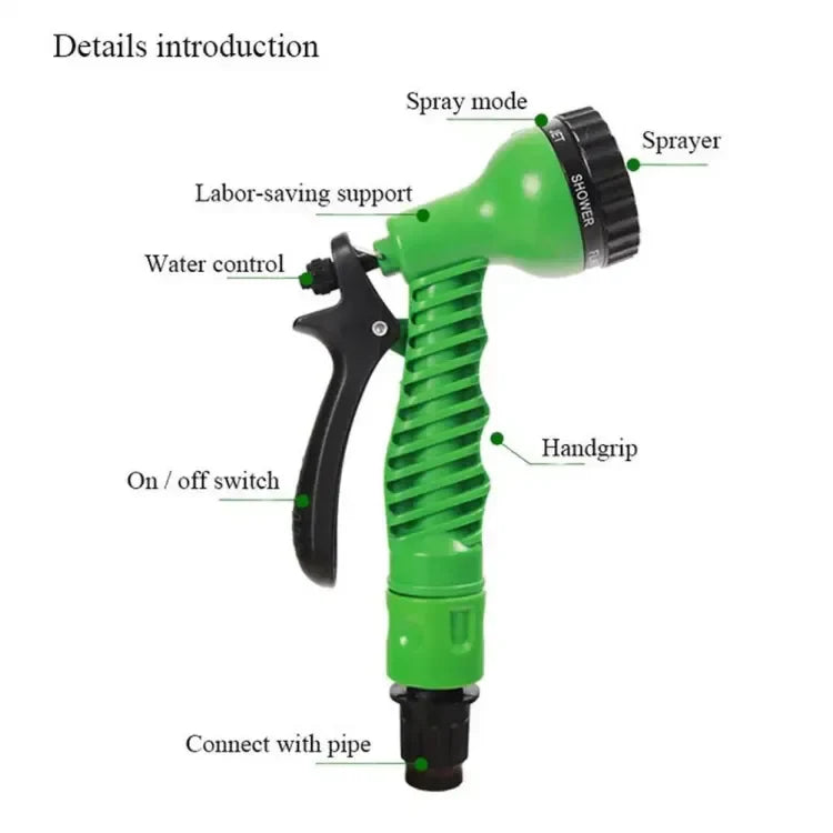 Expandable High Pressure Water Hose Pipe with 7-Mode Spray Nozzle | Flexible Multipurpose Water Pipe