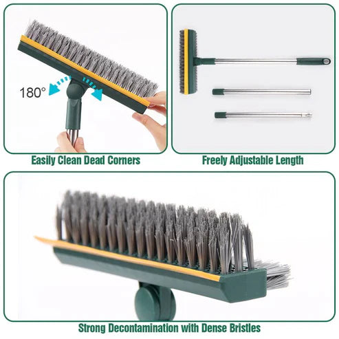 3-in-1 Floor Scrub Brush with Squeegee