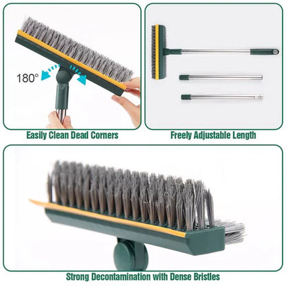 3-in-1 Floor Scrub Brush with Squeegee