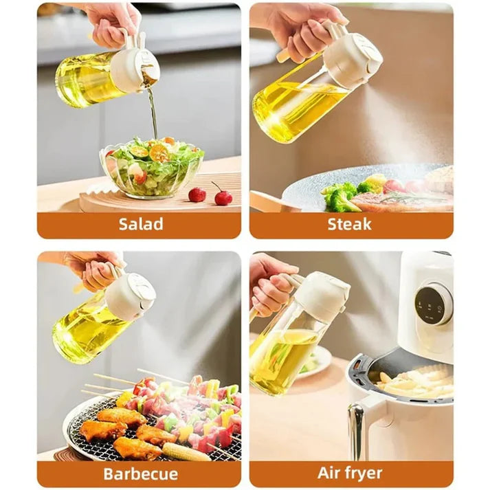 2-in-1 Glass Oil Sprayer &amp; Dispenser Bottle