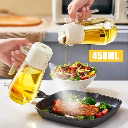 2-in-1 Glass Oil Sprayer &amp; Dispenser Bottle