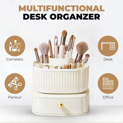 360° Rotating Makeup Organizer with Drawer