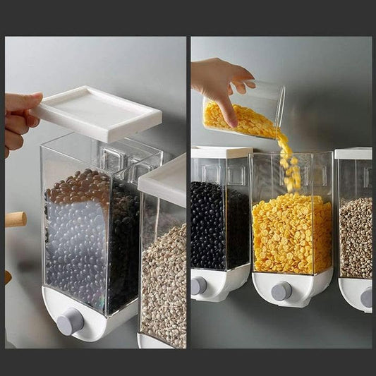 Wall Mounted Dry Food Dispenser (3 Grid Storage Container)
