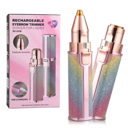 Rechargeable 2-in-1 Eyebrow Trimmer &amp; Facial Hair Remover for Ladies
