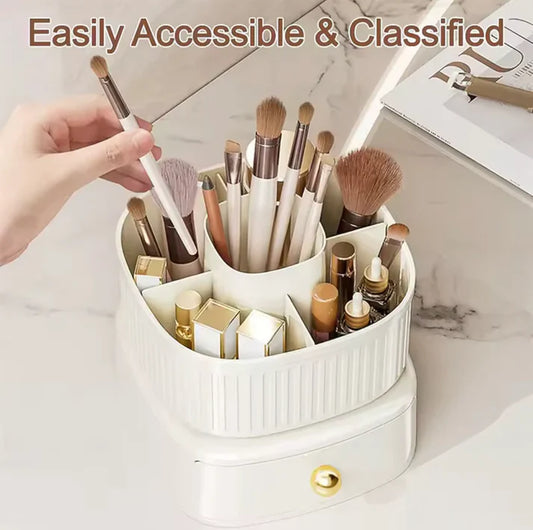 360° Rotating Makeup Organizer with Drawer