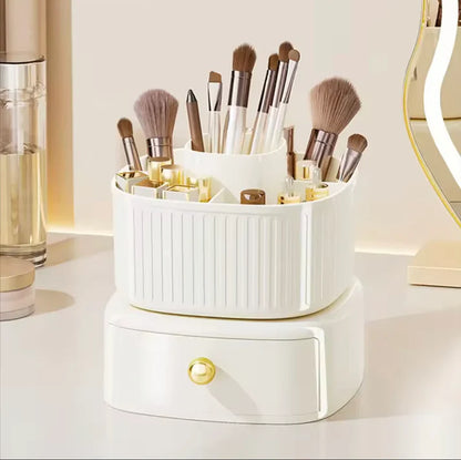 360° Rotating Makeup Organizer with Drawer