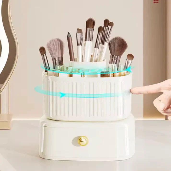 360° Rotating Makeup Organizer with Drawer
