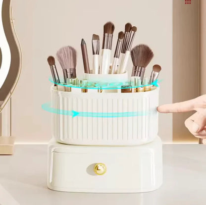 360° Rotating Makeup Organizer with Drawer