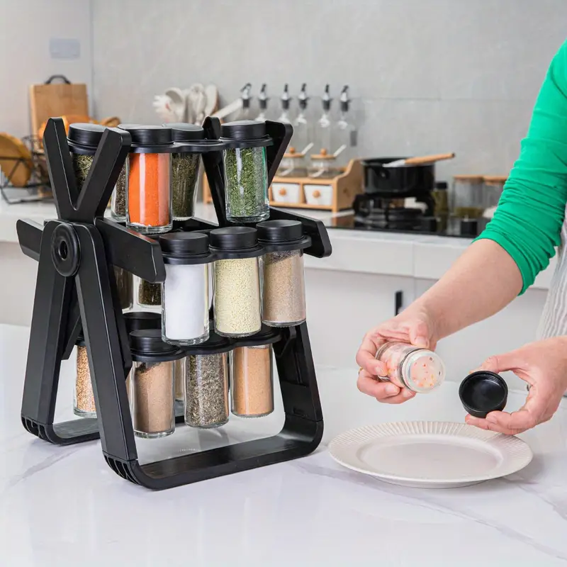 360° Rotating Spice Rack with 18 Spice Jars