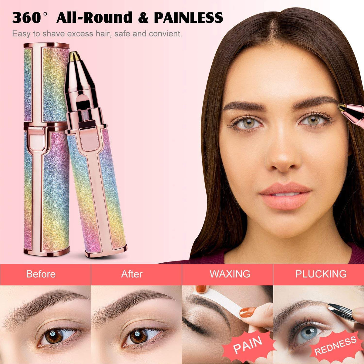 Rechargeable 2-in-1 Eyebrow Trimmer &amp; Facial Hair Remover for Ladies