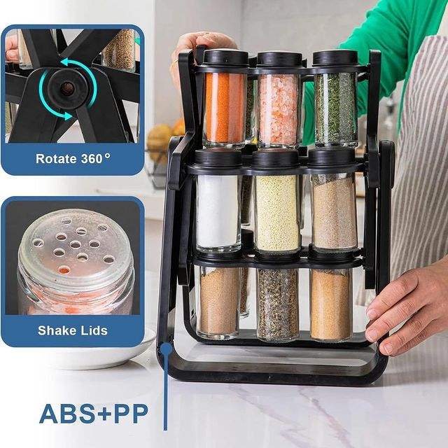 360° Rotating Spice Rack with 18 Spice Jars