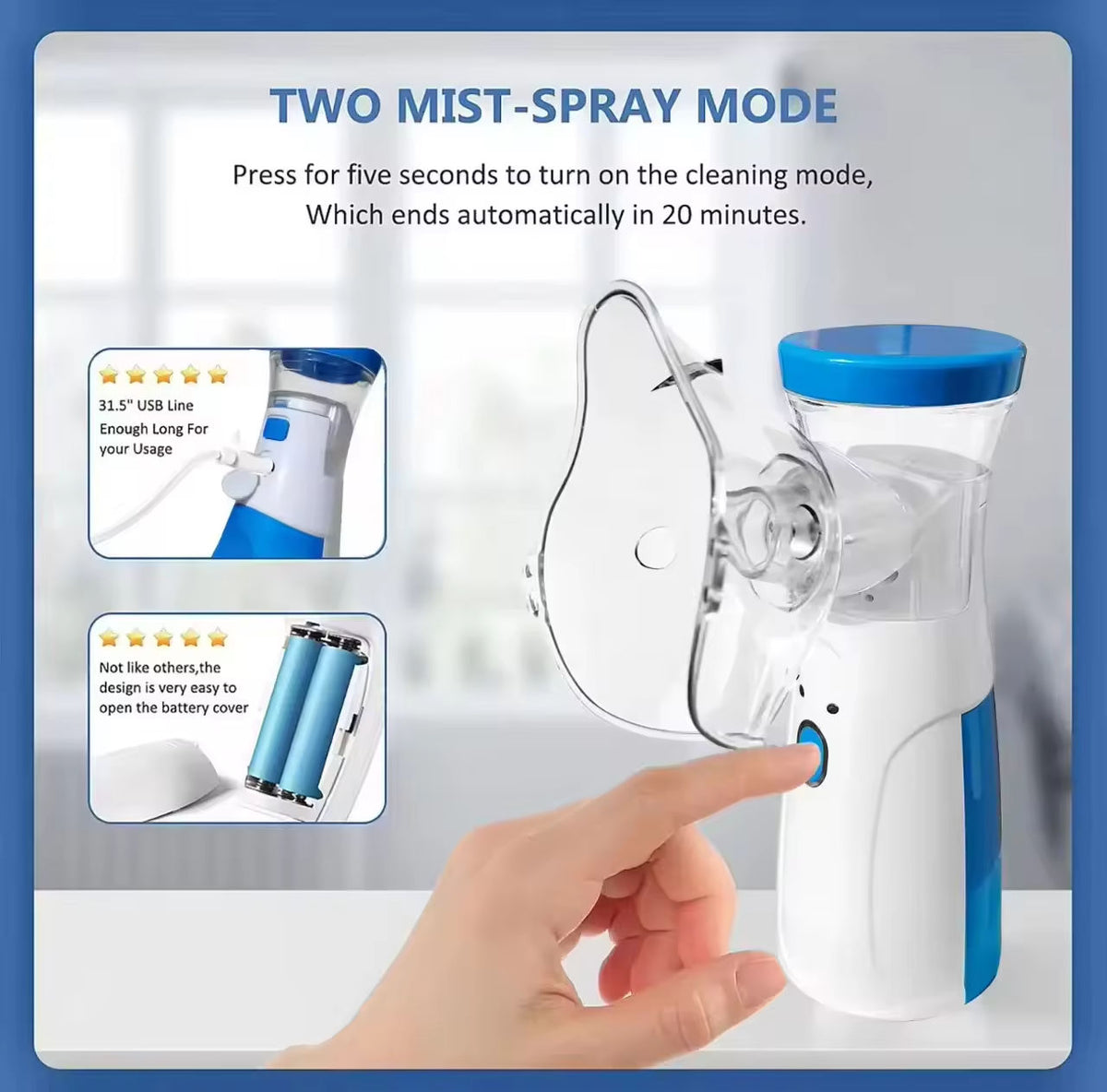 Portable Mesh Nebulizer – USB &amp; Battery Operated