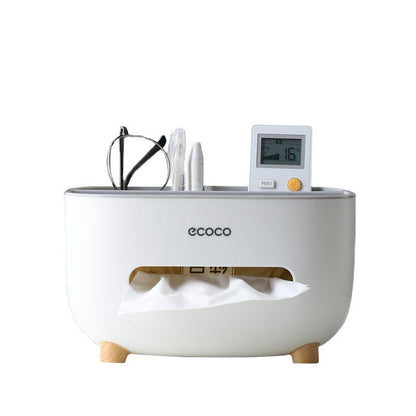 Multi-Function Tissue Box Organizer with Storage Compartments