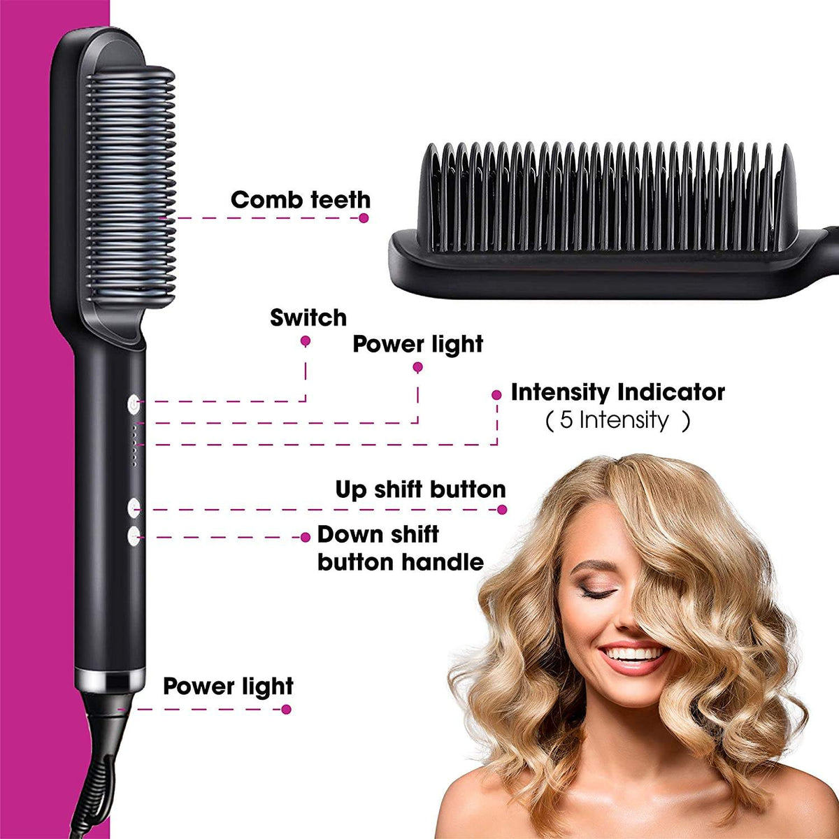 Electric Hair Straightening Comb (Rechargeable)