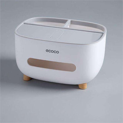 Multi-Function Tissue Box Organizer with Storage Compartments