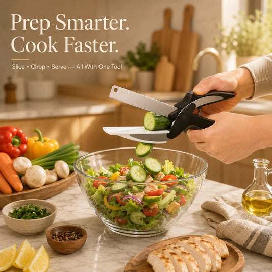 2-in-1 Clever Cutter Smart Kitchen Knife & Cutting Board Scissor