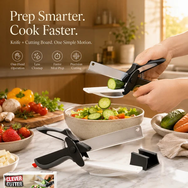 2-in-1 Clever Cutter Smart Kitchen Knife & Cutting Board Scissor
