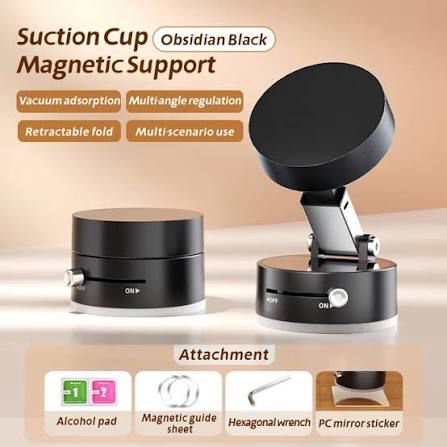 Magnetic Suction Cup Phone Holder – 360° Rotating Foldable Stand