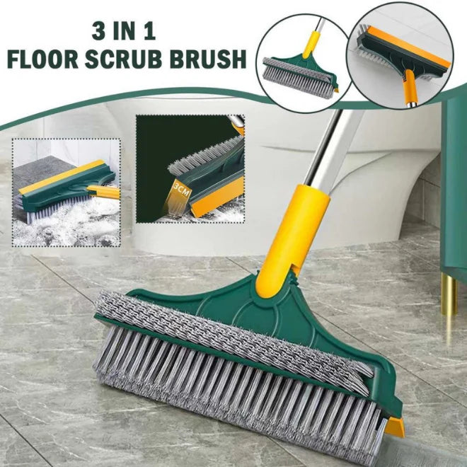 3-in-1 Floor Scrub Brush with Squeegee
