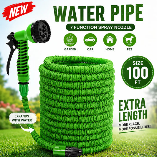 Expandable High Pressure Water Hose Pipe with 7-Mode Spray Nozzle | Flexible Multipurpose Water Pipe
