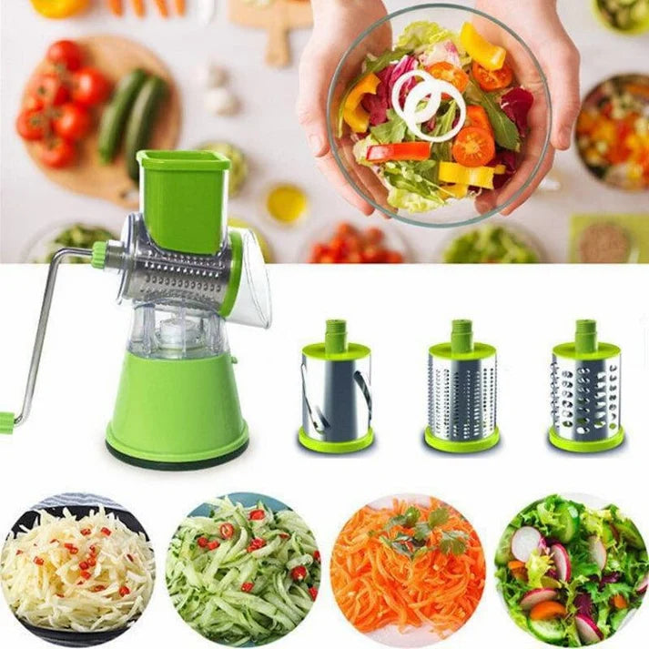 3-in-1 Manual Rotary Vegetable Slicer &amp; Grater