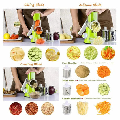 3-in-1 Manual Rotary Vegetable Slicer &amp; Grater
