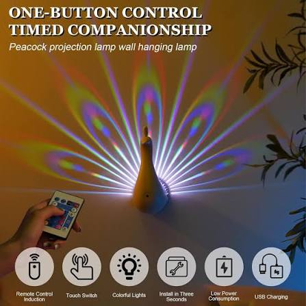 Peacock LED Projection Night Light